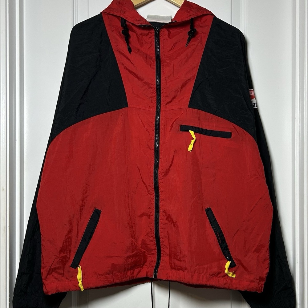 Marlboro‎ Adventure Team Vintage 90s Nylon Colorblock Hooded Windbreaker Jacket